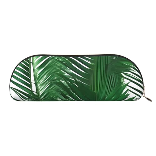 BBEXJIGY Stilvolle Mini-Aufbewahrungstasche für Augenbrauenstifte und kleine Utensilien, Grün mit Palmblatt-Print, Gold, Einheitsgröße von BBEXJIGY