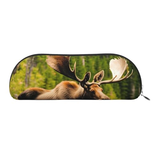BBEXJIGY Stilvolle Mini-Aufbewahrungstasche für Augenbrauenstifte und kleine Utensilien mit Hirschbär-Elch-Aufdruck, silber, Einheitsgröße von BBEXJIGY