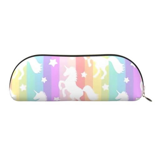 BBEXJIGY Stylische Mini-Aufbewahrungstasche mit Einhörnern auf bunten Streifen für Augenbrauenstifte und kleine Utensilien, Gold, Einheitsgröße von BBEXJIGY