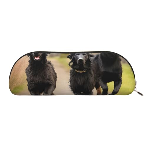 BBEXJIGY Trotting Flat Coated Retrievers Paw Print Stilvolle Mini-Aufbewahrungstasche für Augenbrauenstifte und kleine Essentials, Gold, Einheitsgröße von BBEXJIGY