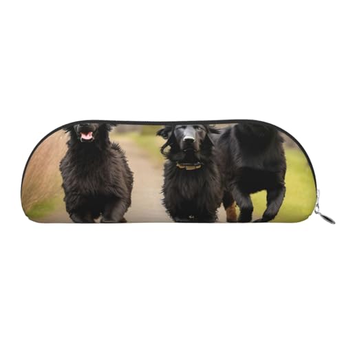 BBEXJIGY Trotting Flat Coated Retrievers Paw Print Stilvolle Mini-Aufbewahrungstasche für Augenbrauenstifte und kleine Essentials, silber, Einheitsgröße von BBEXJIGY