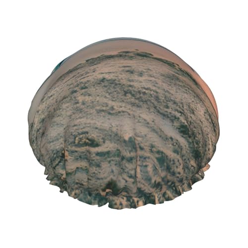 BBEXJIGY Wiederverwendbare doppelschichtige Badekappe mit Sonnenuntergang am Strand für Damen und Herren von BBEXJIGY