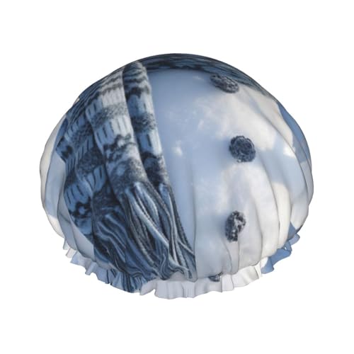 BBEXJIGY Wiederverwendbare zweilagige Duschhaube mit niedlichem Schneemann-Aufdruck, für Damen und Herren von BBEXJIGY