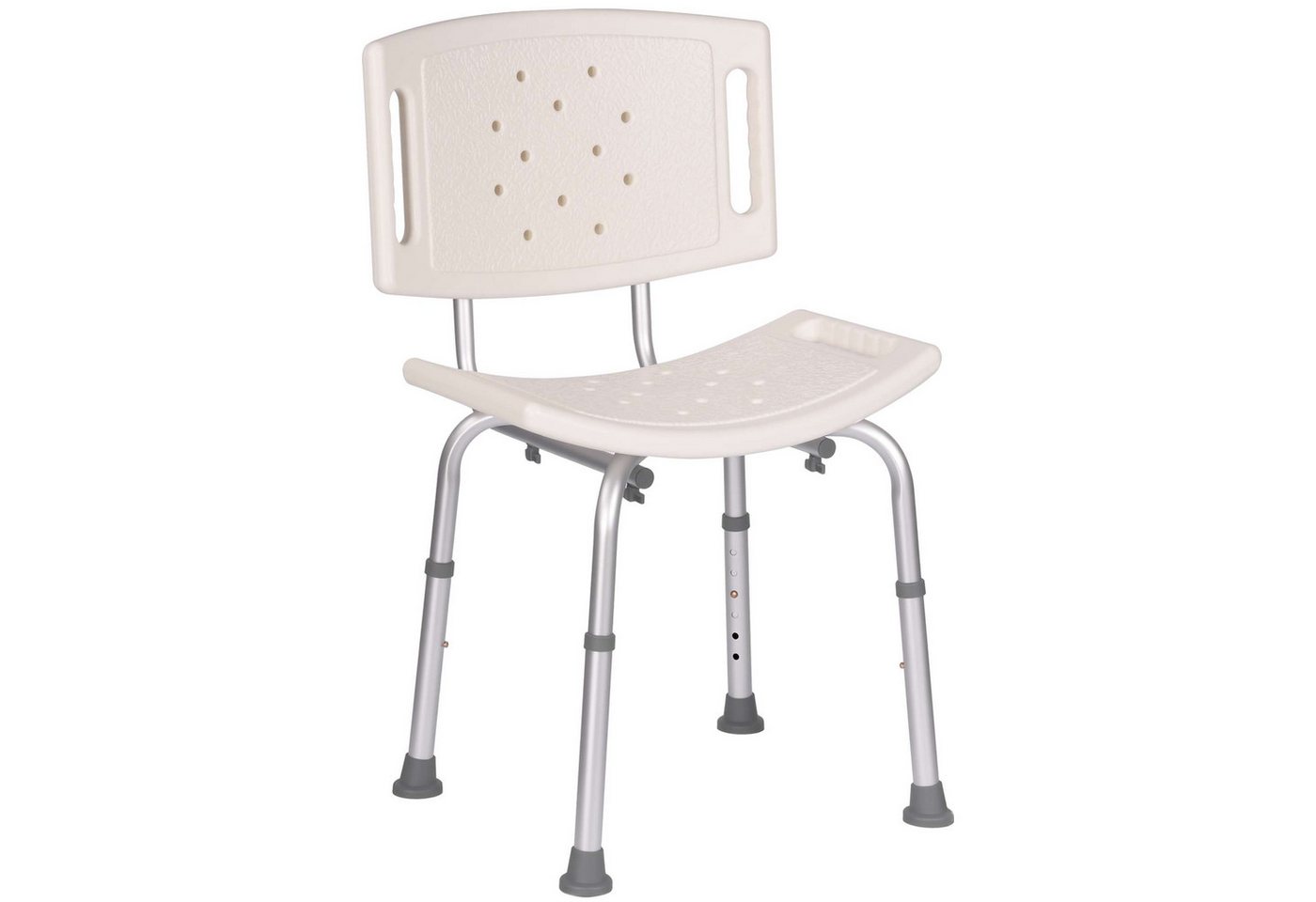 BBG Duschstuhl Duschhocker mit Rückenlehne, höhenverstellbare Beine, rutschfeste Füße, wasserfest, belüftet, bis 136 kg belastbar, einfach montierbar von BBG