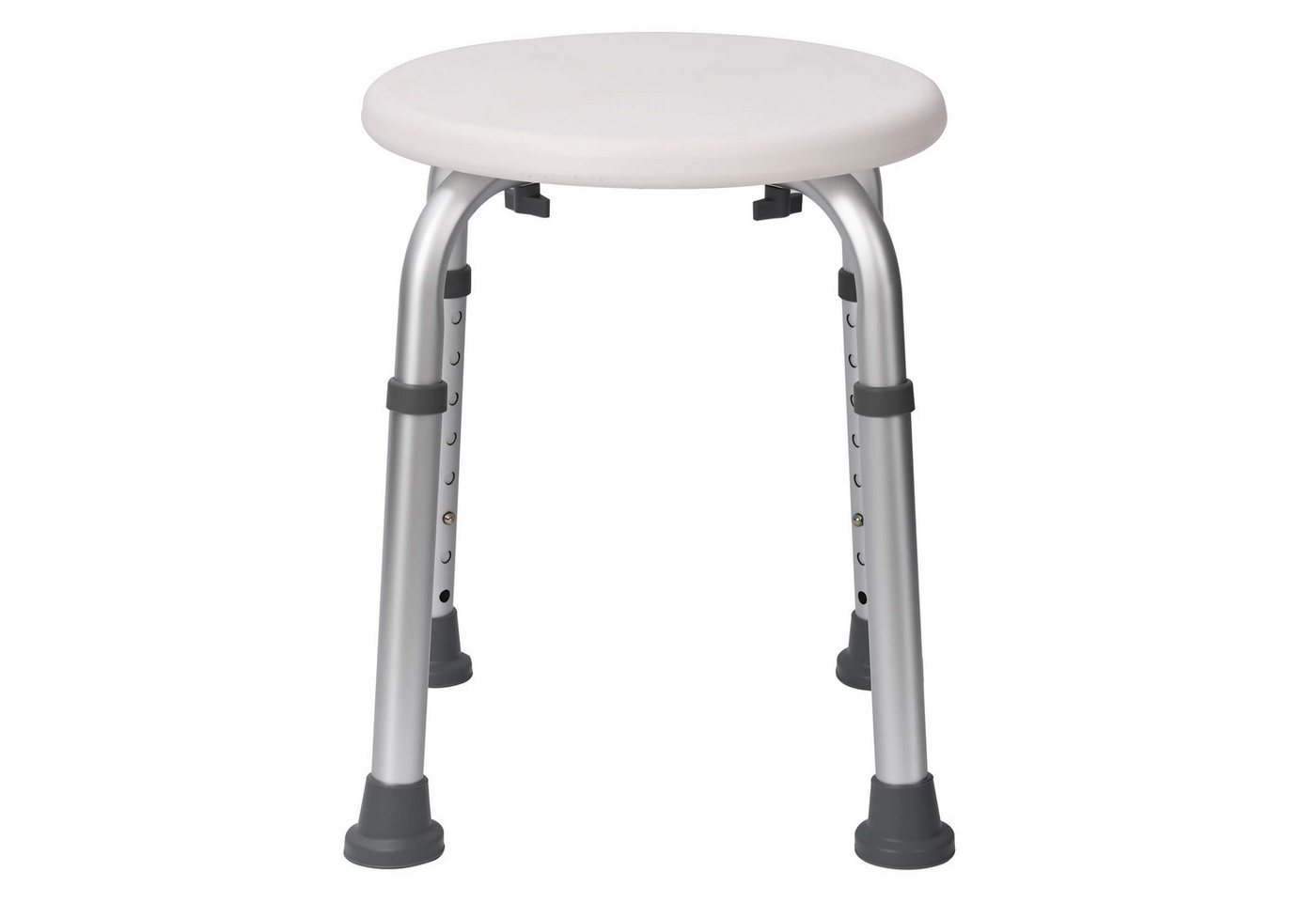 BBG Duschstuhl Runder Duschhocker ohne Rückenlehne, höhenverstellbar, rutschfest mit Aluminiumbeinen, stabil bis 136 kg von BBG