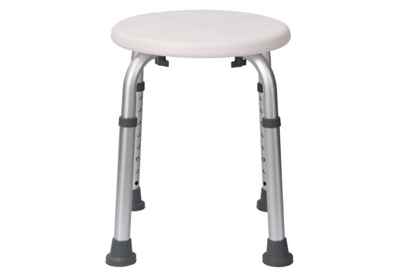 BBG Duschstuhl Runder Duschhocker ohne Rückenlehne, höhenverstellbar, rutschfest mit Aluminiumbeinen, stabil bis 136 kg von BBG