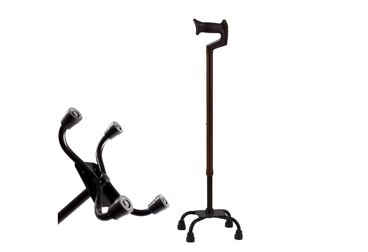 BBG Gehstock Gehstock höhenverstellbar mit rutschfesten Gummifüßen, stabile Gehhilfe mit verstärkter Basis für sicheren Alltag von BBG