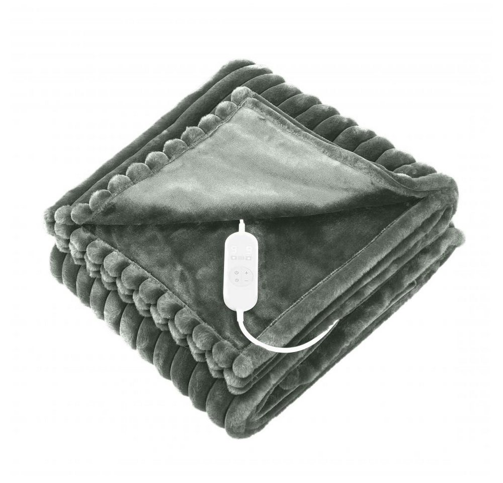 BBG Heizdecke Elektrische Heizdecke grün mit 9 Temperaturstufen & Timer, Waschbar, flauschiges Fleece für schnelle Wärme und Komfort von BBG