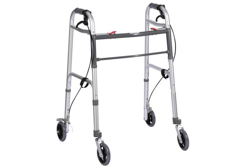 BBG Unterarmkrücke Aluminium Gehwagen mit Bremsen & EVA-Griff, Höhenverstellbar, faltbar, rutschfest & belastbar bis 136 kg für Senioren von BBG