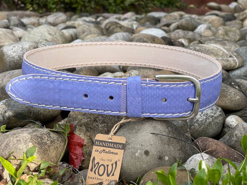 Python Leather Belt Women's in Purple Jeans Pastel Handmade Quality Belt Made Of Real Leather Pastel Color von BBGAIMPORTEXPORT