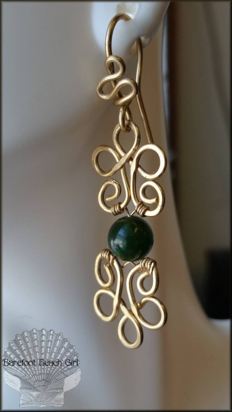 Achat Wire Wrap Filigrane Ohrringe von BBGArtisanJewelry