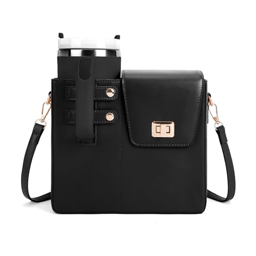 Stanley Geldbörse Getränkehalter Tasche mit Gurt - Outdoor Tragbare Crossbody Wasserflasche Aufbewahrungstasche für Stanley Cup Tumbler 1,2 l, A-Schwarz von BBIQI