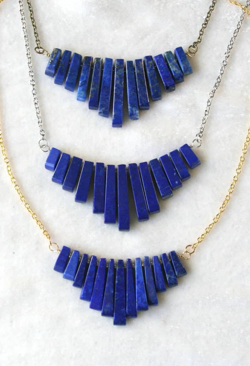 Abgestufte Edelstein Fächer Kette Lapis Lazuli Abgestufte Edelstein Fächer Kette Lapis Lazuli von BBJdesign