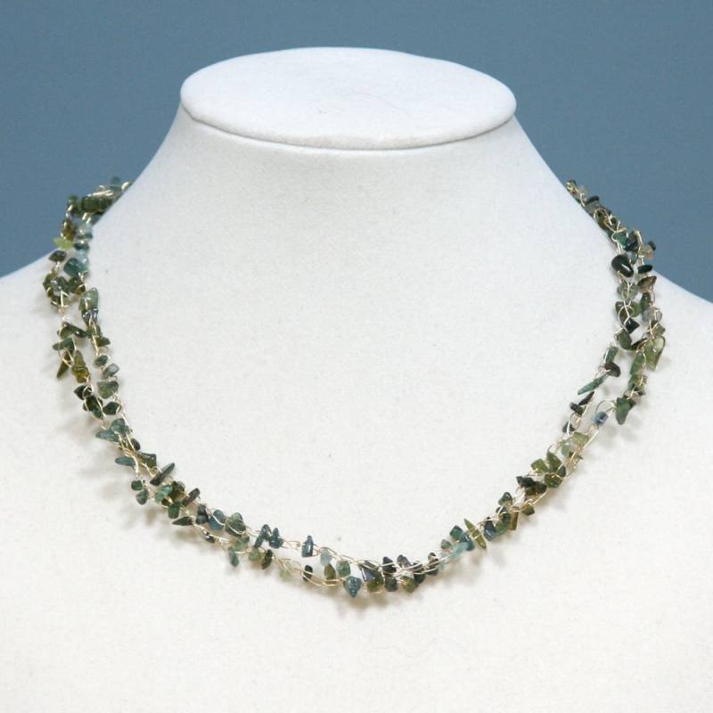 Wassermelonen Turmalin Grün Und Gold Draht Gehäkelte Kette von BBJdesign