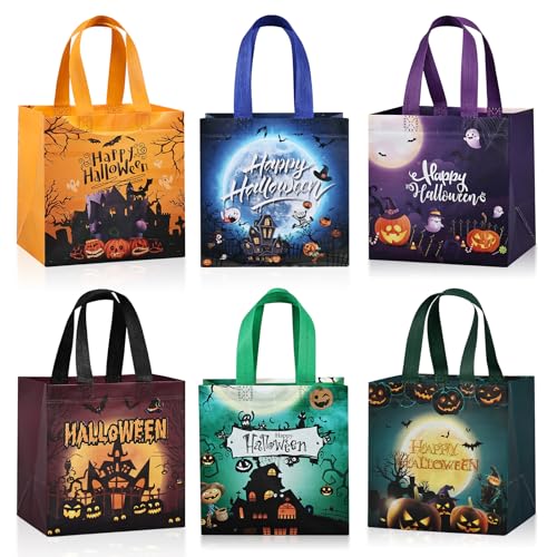 BBLIKE Halloween Tüten für SüßIgkeiten - 6 Stück Tasche mit Griffen für Trick or Treat, Halloween Korb für Kinder, Vliesstoffen Geschenktüten, Praktische Beutel für SüßIgkeiten, Kekse, Snacks BBLIKE Halloween Tüten für SüßIgkeiten - 6 Stück Tasche mit Griffen für Trick or Treat, Halloween Korb für Kinder, Vliesstoffen Geschenktüten, Praktische Beutel für SüßIgkeiten, Kekse, Snacks von BBLIKE