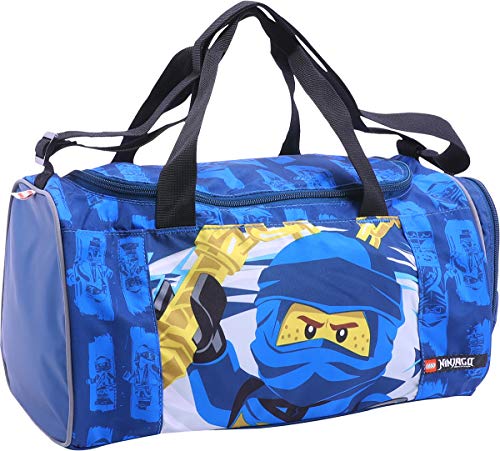 Lego Bags Sporttasche NINJAGO Jay mit Schuhfach und Nassfach, Reisetasche für Kinder, Schulsporttasche mit Lego Motiv, Gym Tasche aus Polyester, Weekender für Schüler, Umhängetasche in blau von BBM