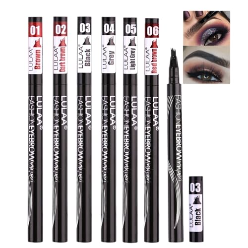 Microblading-Augenbrauenstift 6 Stück, Microblading-Augenbrauenstift, Tattoo-Stift mit 4 Gabelspitzen, wasserfester magischer Augenbrauenstift, Microblading-Augenbrauenstift for natürliches Make-up von BBNSIV