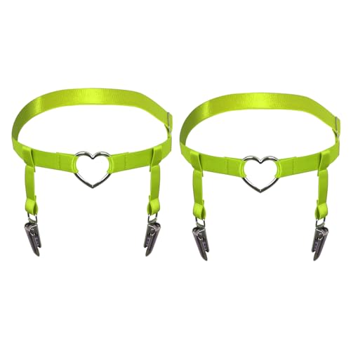 BBOHSS 2-teilige Damen Harness Punk Strümpfe Clip Oberschenkel Käfig Strumpfband Gürtel Gothic Halloween Karneval Tanz Kostüm (Fluoreszierendes Grün) von BBOHSS