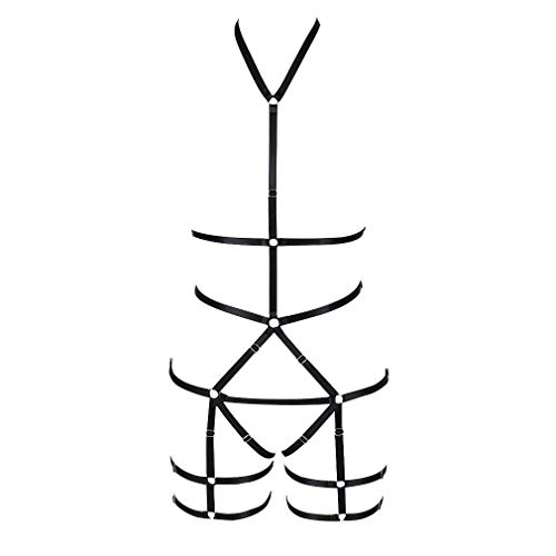 BBOHSS Damen Body Harness BH Strumpfband Gürtel Weiche hohle Karneval Tanzzubehör Punk Gothic verstellbare Kostümzubehör (Schwarz) von BBOHSS