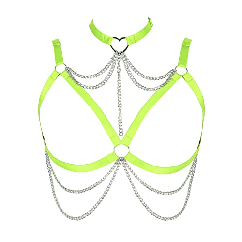 BBOHSS Damen Body Harness BH Übergröße Hohl Punk BH Gothic Karneval Weihnachten Halloween Party Tanzkostüm von BBOHSS