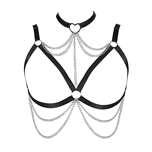 BBOHSS Damen Body Harness BH Übergröße Hohl Punk BH Gothic Karneval Weihnachten Halloween Party Tanzkostüm von BBOHSS