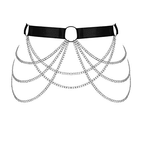 BBOHSS Damen Body Harness Bein Strumpfgürtel Übergröße Oberschenkel Gürtel Punk Gothic Karneval Halloween Ehefrau Geschenk Kostüm (Schwarz) von BBOHSS