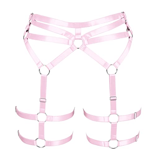 BBOHSS Damen Body Harness Mode Strumpfband Hohlstrümpfe Mode Strumpfband Punk Gothic Halloween Karneval Tanz Zubehör (Rosa) von BBOHSS