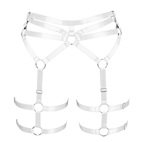 BBOHSS Damen Body Harness Mode Strumpfband Hohlstrümpfe Mode Strumpfband Punk Gothic Halloween Karneval Tanz Zubehör (Weiß) von BBOHSS
