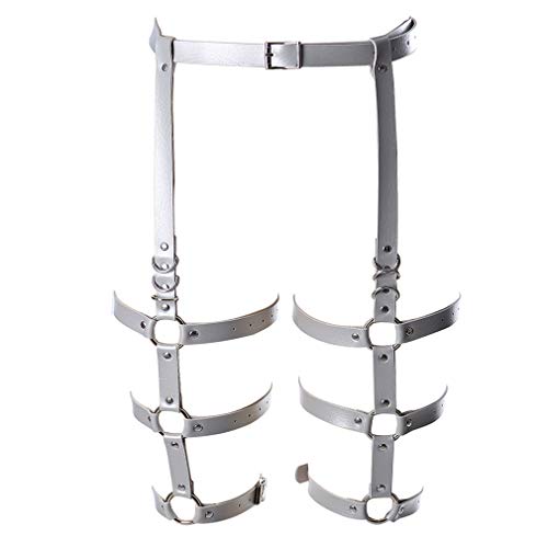 BBOHSS Damen Body Harness Punk Strumpfband Karneval Gürtel Gothic Leder Strumpfband Karneval KostümZubehör (Silber) von BBOHSS