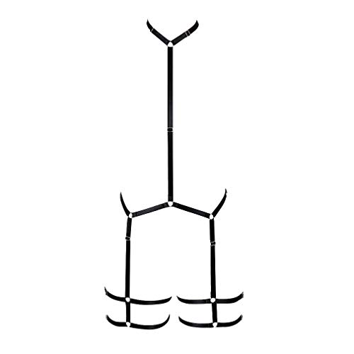 BBOHSS Damen Body Harness Set BH Strumpfband Hollow Punk Gothic verstellbare elastische Taille Karneval Tanz Dessous Zubehör (0024) (Schwarz) von BBOHSS
