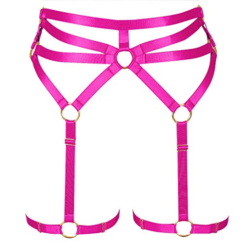 BBOHSS Damen Body Harness StrumpfGürtel Beingürtel Strumpfgürtel Anpassung hohe Taille Strümpfe Strümpfe Gürtel Gothic Dance Kleidung (Rose Red) von BBOHSS