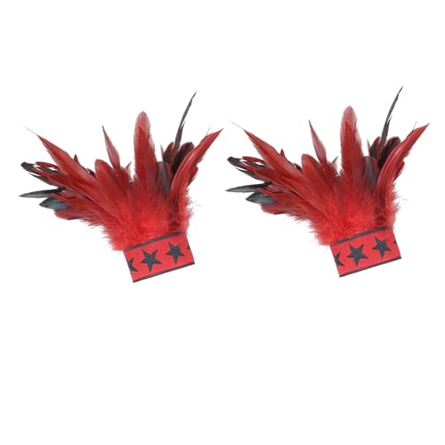 BBOHSS Damen Federn Spitze Mode Handgelenk Zubehör Punk Gothic Karneval Halloween Dress Up Armbänder Bekleidung Dekorative (Rot) von BBOHSS