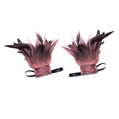 BBOHSS Damen Federn Spitze Modische Handgelenk Zubehör Punk Gothic Karneval Halloween Dress Up Armbänder Dekorative 2 (Rosa) von BBOHSS
