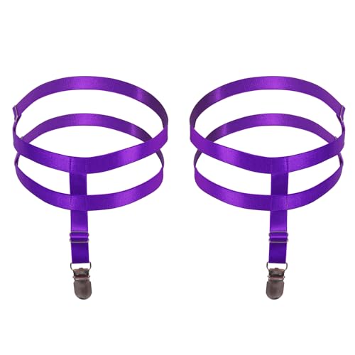 BBOHSS Damen Harness Punk Strümpfe Clip Gürtel Mode Oberschenkel Käfig Strumpfband Gürtel Gothic Halloween Karneval Kostüm Dekoration (Lila) von BBOHSS