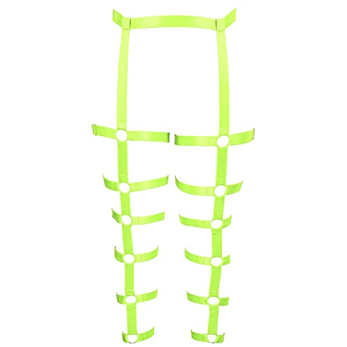 BBOHSS Damen Körper Harness Bein Strumpfband Gürtel Plus Größe Ausschnitt Mode Oberschenkel Strumpfband Punk Gothic Karneval Halloween Party Kleidung (Fluoreszierendes Grün) von BBOHSS