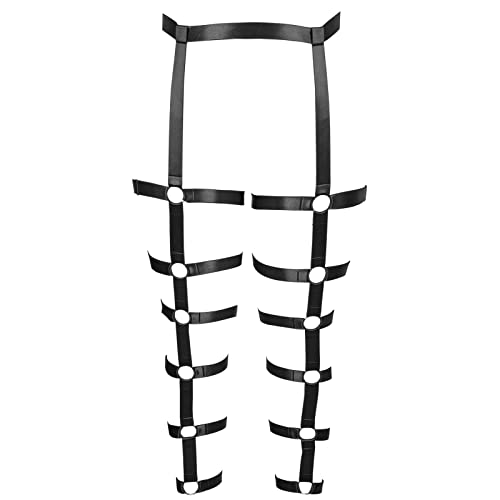 BBOHSS Damen Körper Harness Bein Strumpfband Gürtel Plus Größe Ausschnitt Mode Oberschenkel Strumpfband Punk Gothic Karneval Halloween Party Kleidung (Schwarz) von BBOHSS