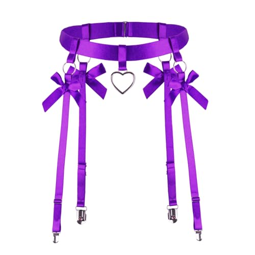 BBOHSS Damen Körper Harness Mode Bein Schleife Strümpfe Clip Punk Oberschenkel Gürtel Gothic Karneval Party Dekorative Accessoires (Lila) von BBOHSS
