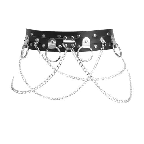 BBOHSS Damen Körper Harness Mode Leder Gürtel Punk Gürtel Verstellbare Gürtel Gothic Karneval Dance Party Kostüm (Schwarz) von BBOHSS