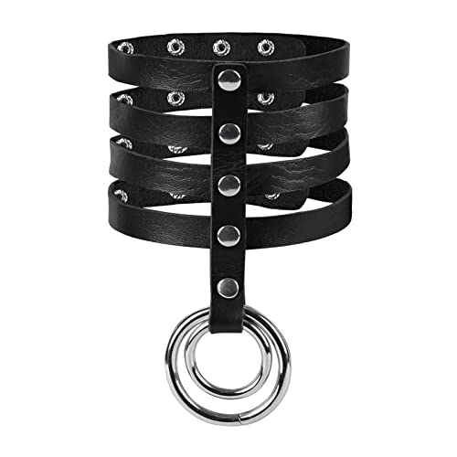 BBOHSS Damen PU Leder Punk Choker Halskette Mode Halskette Halsband Gothic Karneval Weihnachten Halloween Zubehör Geschenk (Schwarz) von BBOHSS