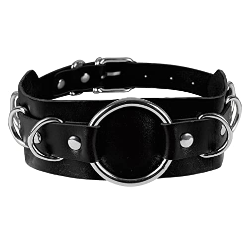 BBOHSS Damen PU Leder Punk Halsband Halskette Mode Halskette Halsband Gothic Karneval Halloween Weihnachten Accessoire (Schwarz) von BBOHSS