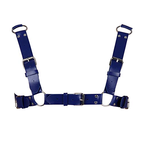 BBOHSS Herren Leder Body Harness Punk Brustgurt Harness Gürtel Verstellbare Gothic Carnival Dance Kostüm Zubehör (Königsblau) von BBOHSS