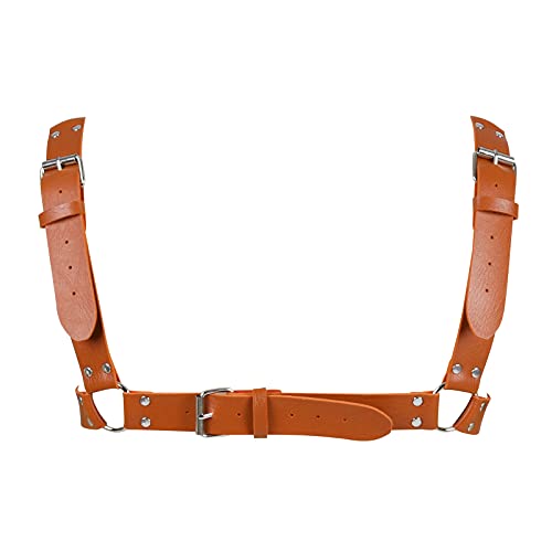 BBOHSS Herren Leder Body Harness Punk Brustgurt Harness Gürtel Verstellbare Gothic Carnival Dance Kostüm Zubehör (Orange) von BBOHSS