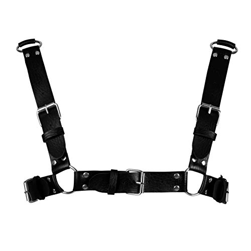 BBOHSS Herren Leder Body Harness Punk Brustgurt Harness Gürtel Verstellbare Gothic Carnival Dance Kostüm Zubehör (Schwarz) von BBOHSS