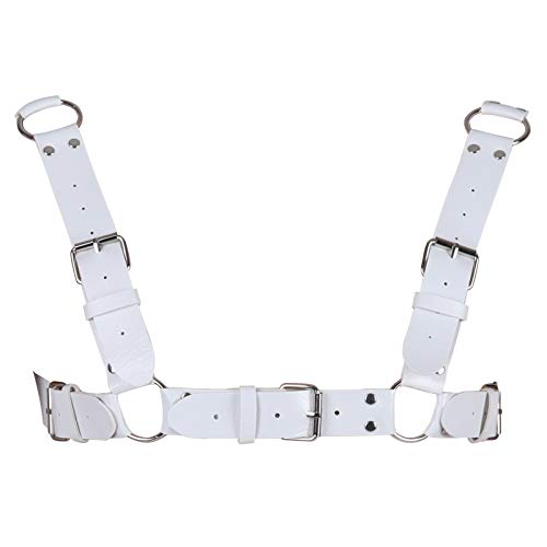 BBOHSS Herren Leder Body Harness Punk Brustgurt Harness Gürtel Verstellbare Gothic Carnival Dance Kostüm Zubehör (Weiß) von BBOHSS