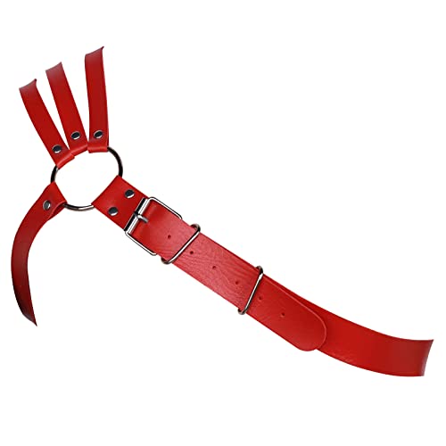 BBOHSS Herren Leder Körper Harness Punk Brustgurt Einstellbar Gothic Karneval Halloween Weihnachtstanz Zubehör (Rot) von BBOHSS