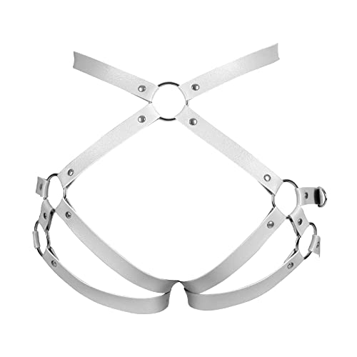 BBOHSS Leder Damen Body Harness Mode Strumpfgürtel Karneval Gothic Halloween Punk Dance Festival Strumpfband Kleidung (Weiß) von BBOHSS