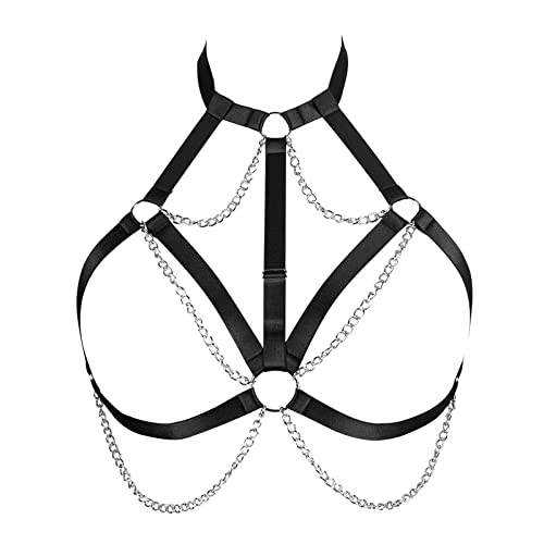 Plus Size Body Harness BH Damenmode Unterwäsche Punk Hollow Cupless BH Punk Gothic Karneval Tanzkostüm von BBOHSS