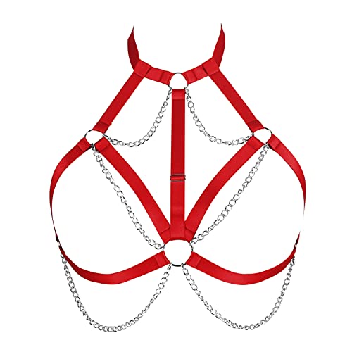 Plus Size Body Harness BH Damenmode Unterwäsche Punk Hollow Cupless BH Punk Gothic Karneval Tanzkostüm von BBOHSS