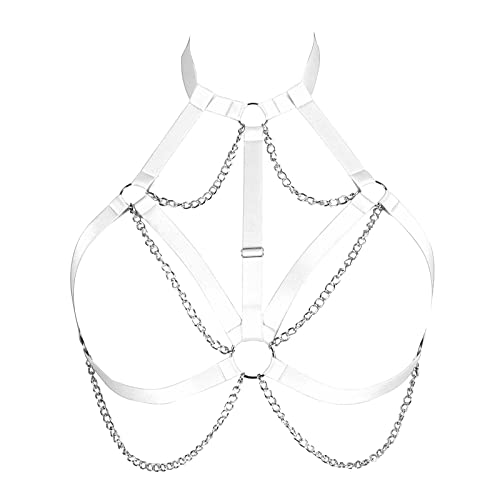 Plus Size Body Harness BH Damenmode Unterwäsche Punk Hollow Cupless BH Punk Gothic Karneval Tanzkostüm von BBOHSS