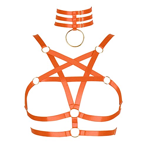 BBOHSS Riemchen Body Harness BH verstellbare Frauen Tops Steampunk Goth Plus Size (Orange) von BBOHSS